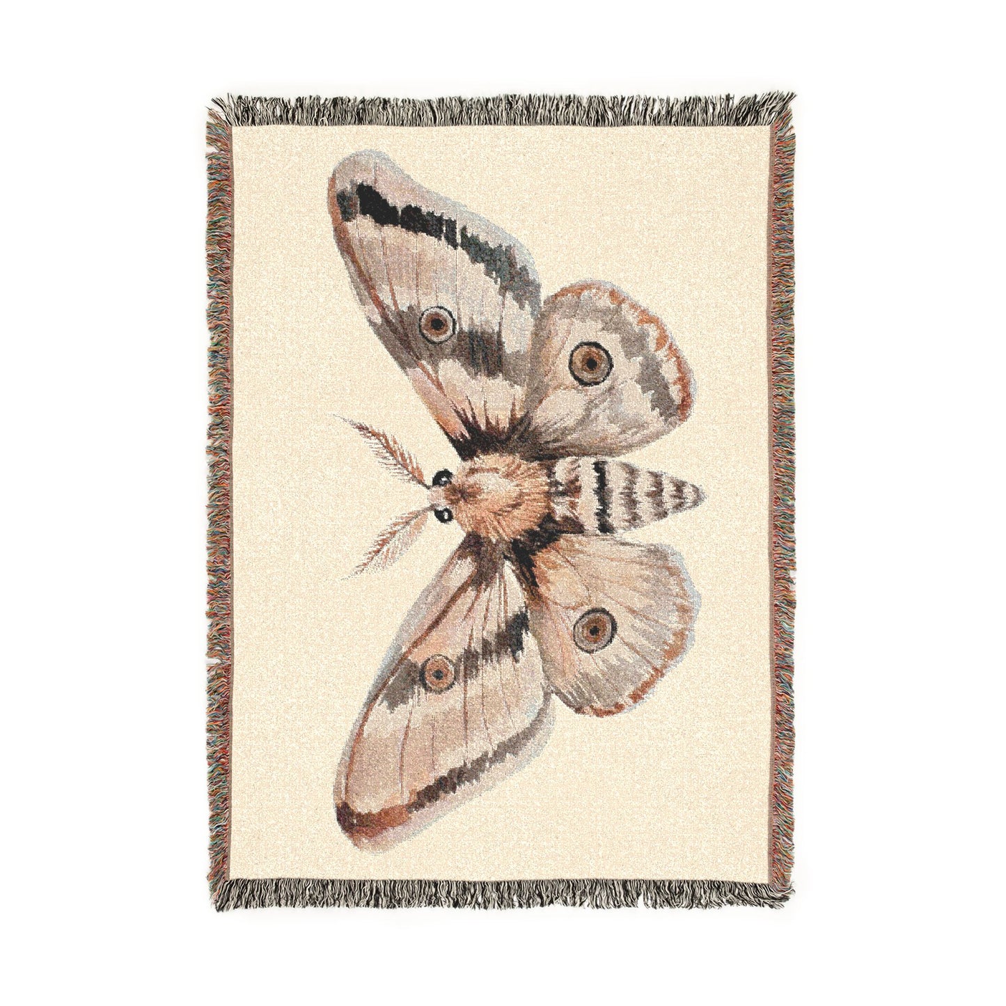 Moth Woven Throw Blanket — Vintage Botanical Tapestry Accent Throw