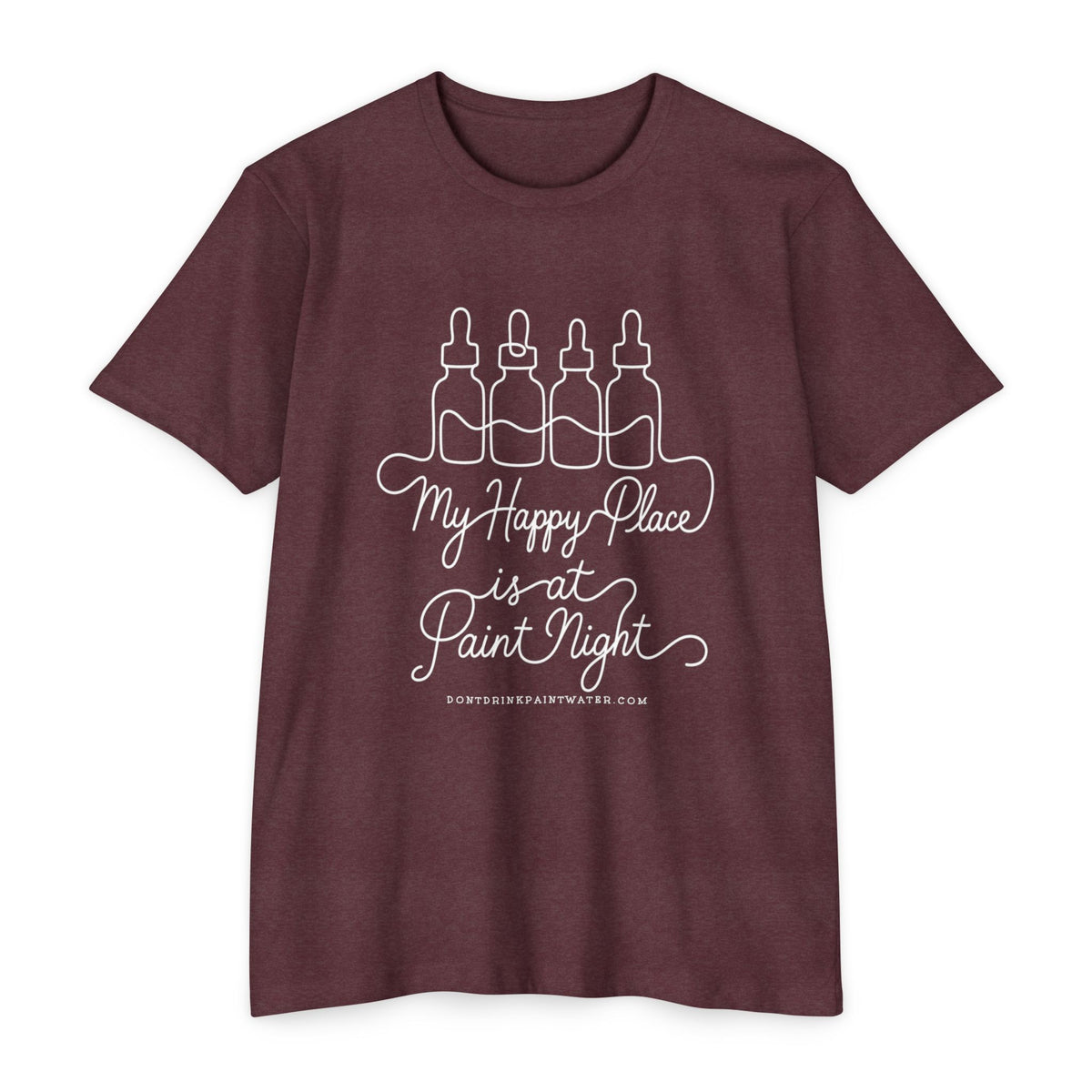 Paint Night T-Shirt — “My Happy Place is at Paint Night” Art & Wine Tee