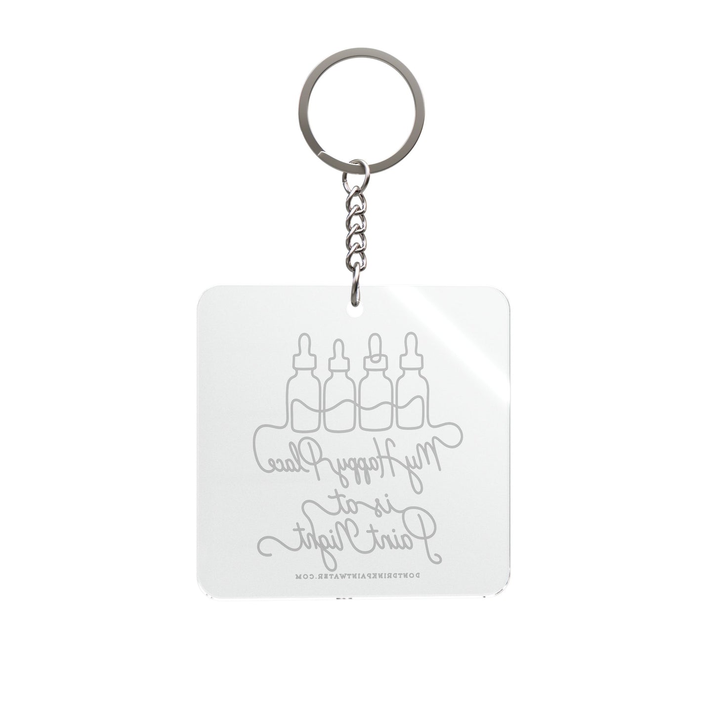 Paint Night Keychain — "My Happy Place is at Paint Night" Square Acrylic Keyring