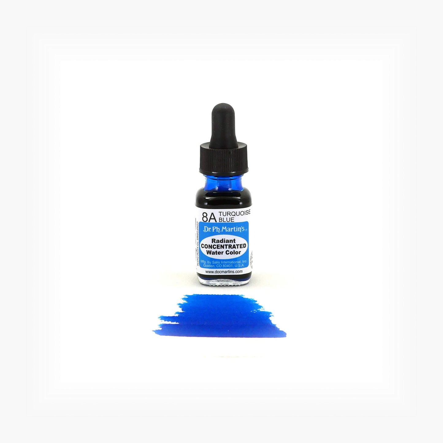 Dr. Ph. Martin's Radiant Concentrated Water Color (8A) Watercolor Bottle, 0.5 oz, Turquoise Blue