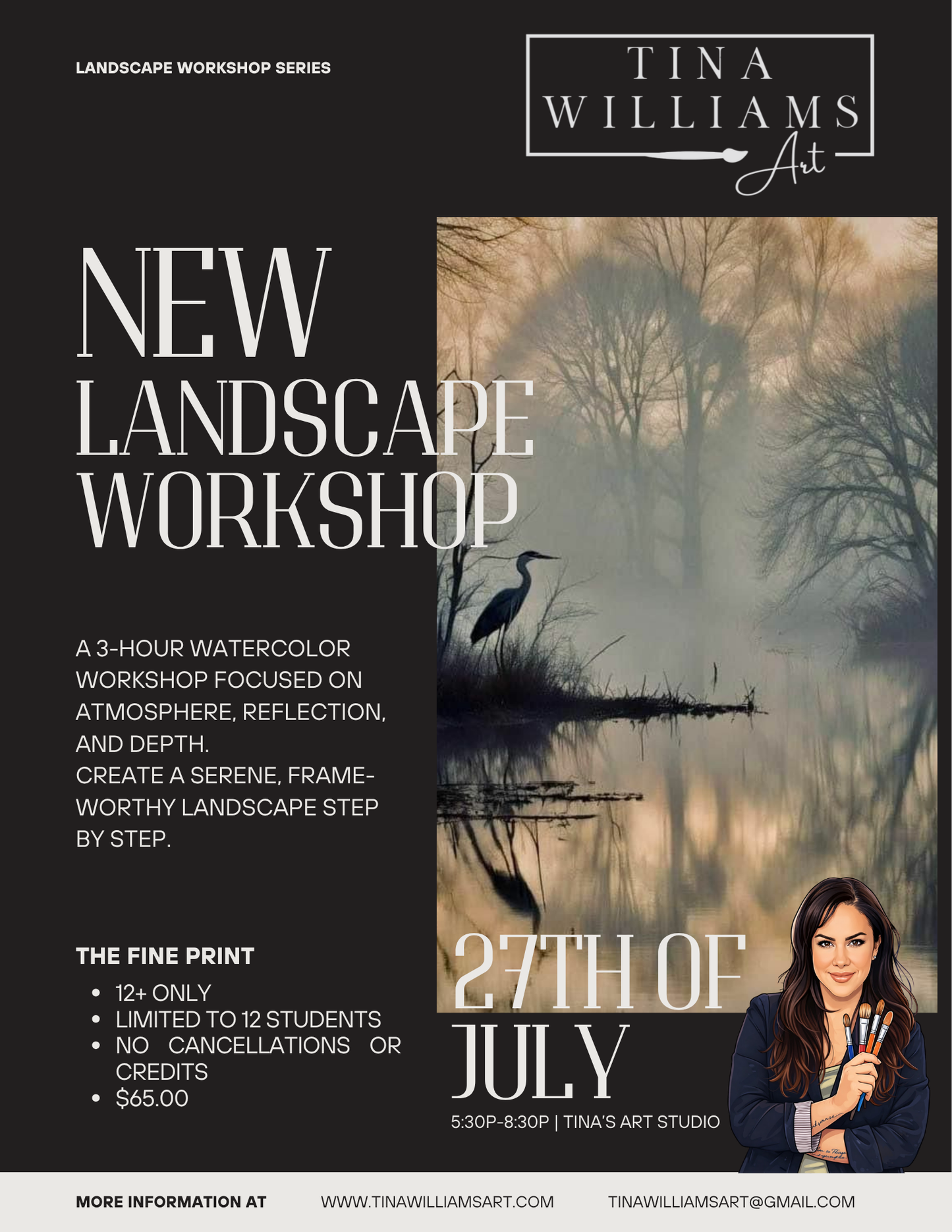SOLD OUT Landscape Workshop - Heron at the Misty Lake SOLD OUT