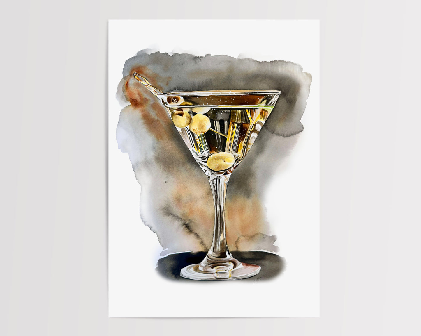 Watercolor Martini Photorealism