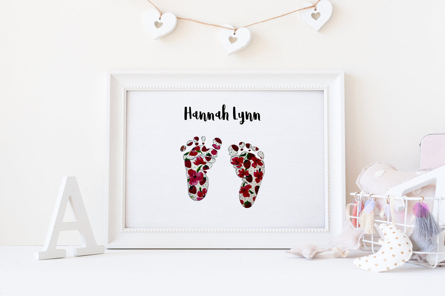 Custom Baby Footprints - Nursery - Baby Shower Gift - New Baby - Baby Footprints - Handprint - Watercolor - Baby Gift - Nursery Decor -