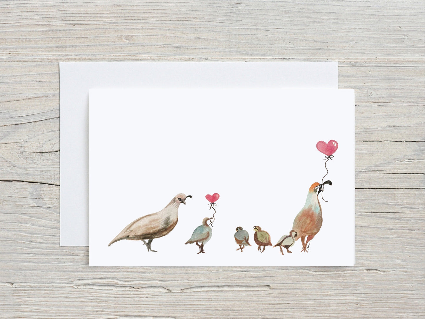 Quails - Anniversary - Wedding - Congratulations - Shower - 5x7 - Watercolor - Quail Family