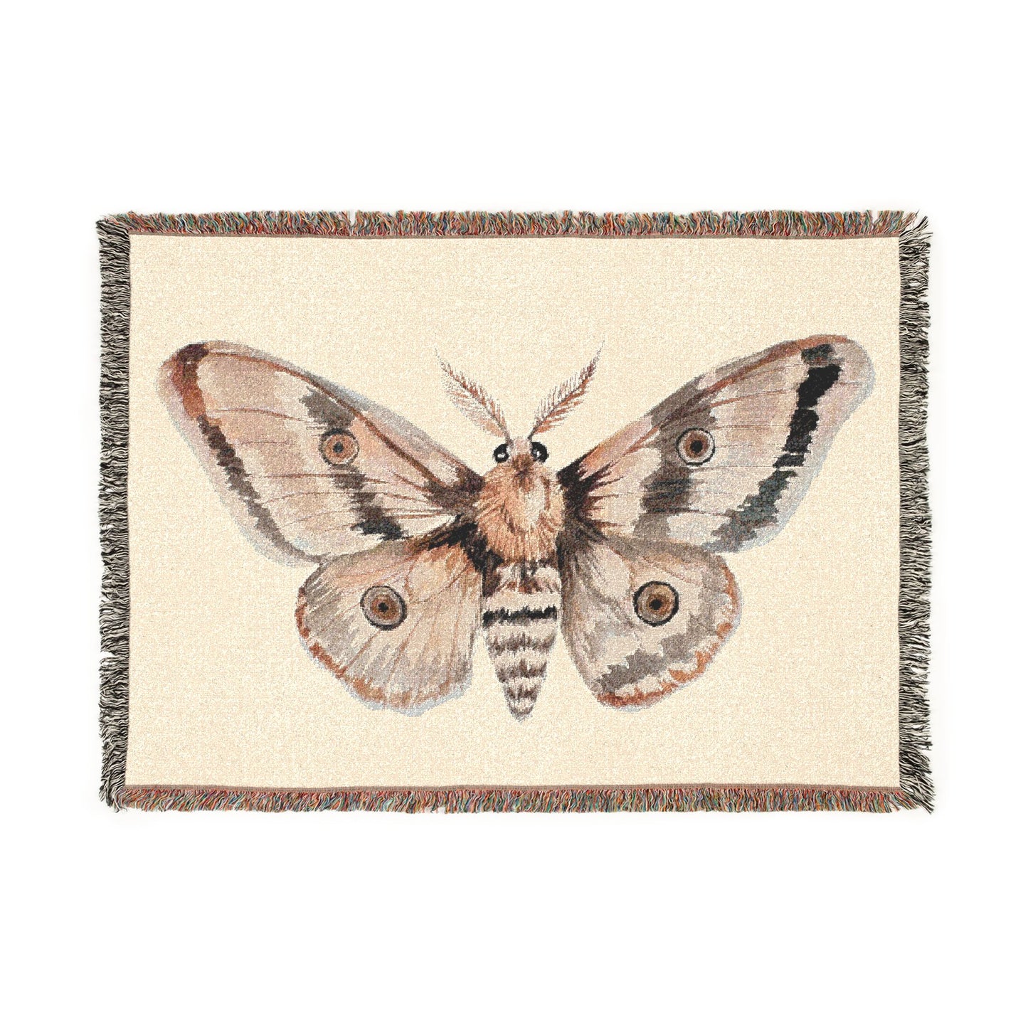 Moth Woven Throw Blanket — Vintage Botanical Tapestry Accent Throw