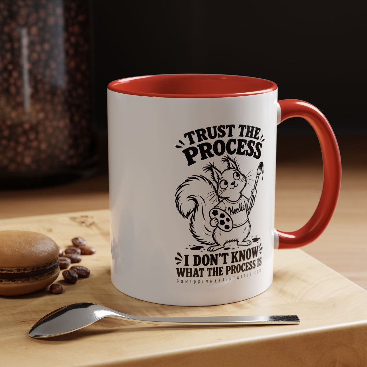 Trust the Process Artist Coffee Mug – Cute Squirrel "Noodle" Design (11/15oz)