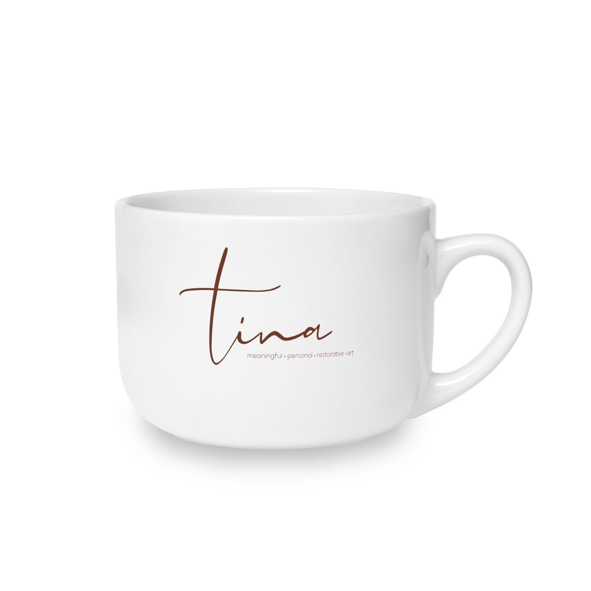 Bigger is Better - White Ceramic Logo Latte Mug, 25oz