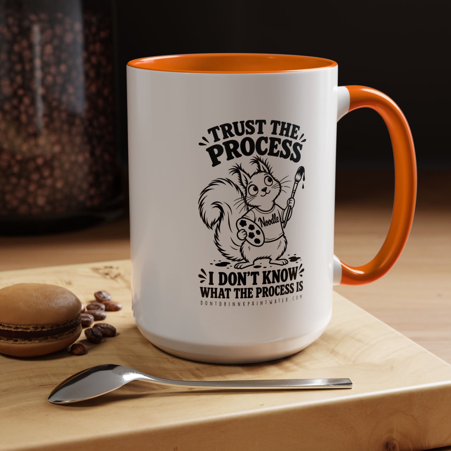 Trust the Process Artist Coffee Mug – Cute Squirrel "Noodle" Design (11/15oz)