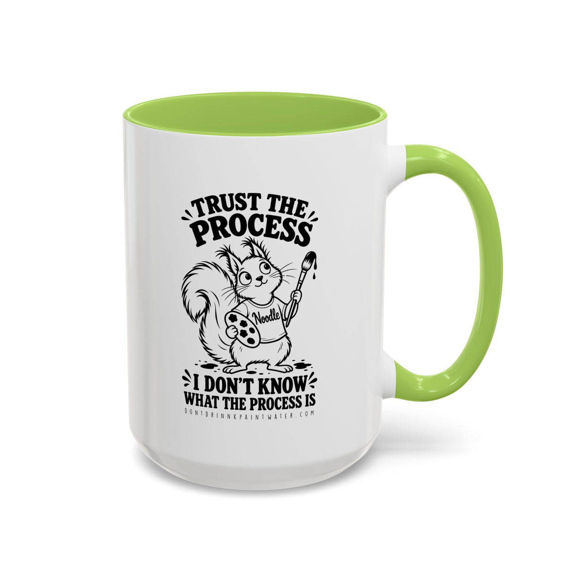 Trust the Process Artist Coffee Mug – Cute Squirrel "Noodle" Design (11/15oz)