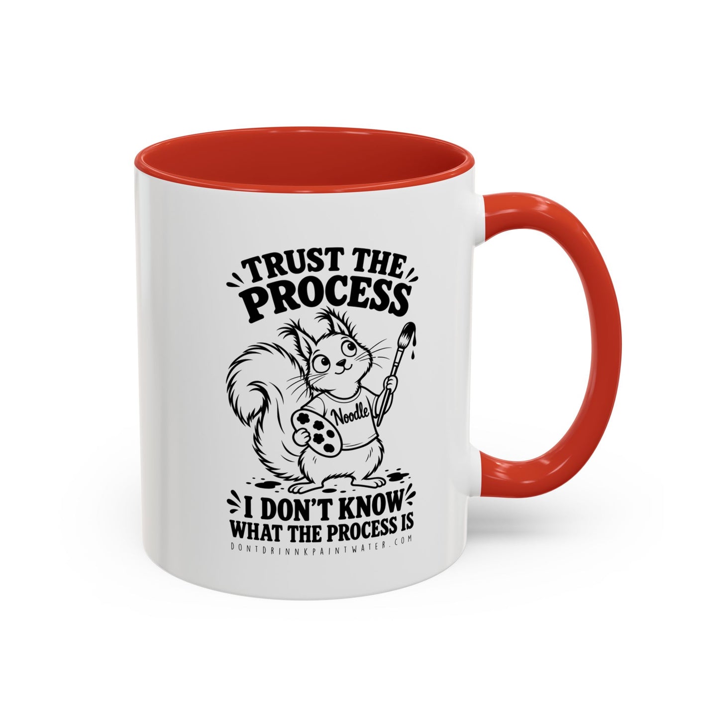 Trust the Process Artist Coffee Mug – Cute Squirrel "Noodle" Design (11/15oz)