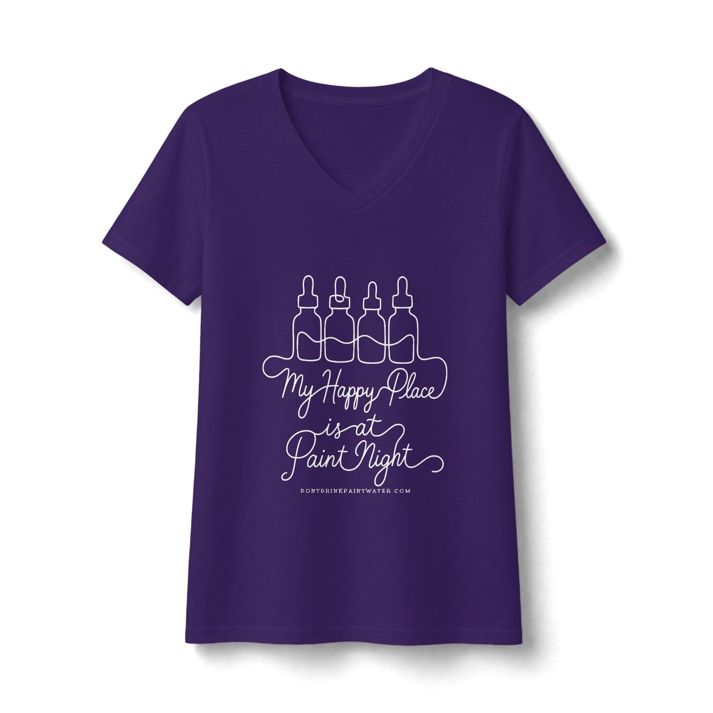 Women's V-Neck 'My Happy Place is a Paint Night' Tee