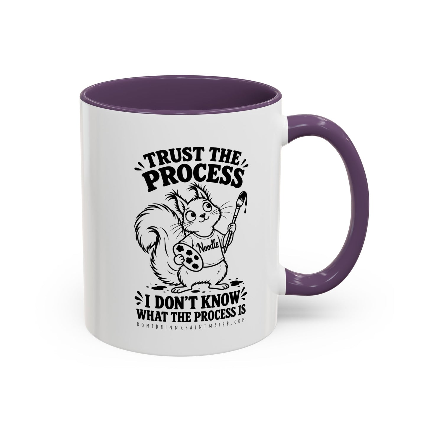 Trust the Process Artist Coffee Mug – Cute Squirrel "Noodle" Design (11/15oz)