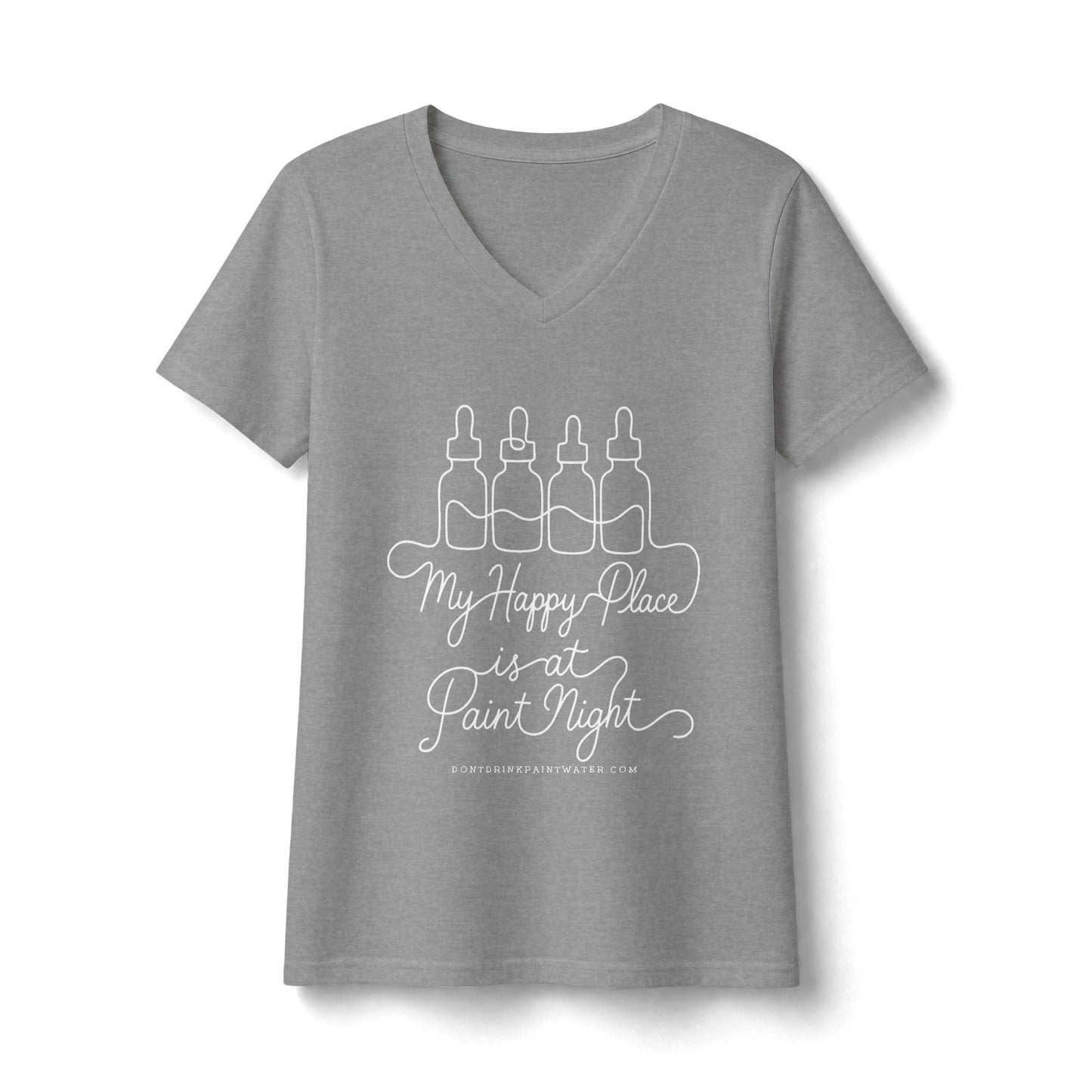Women's V-Neck 'My Happy Place is a Paint Night' Tee