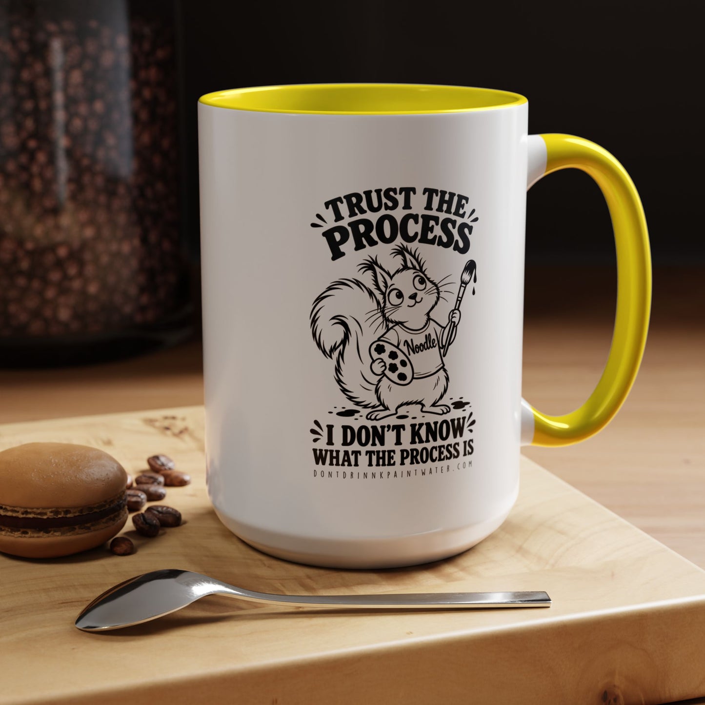 Trust the Process Artist Coffee Mug – Cute Squirrel "Noodle" Design (11/15oz)