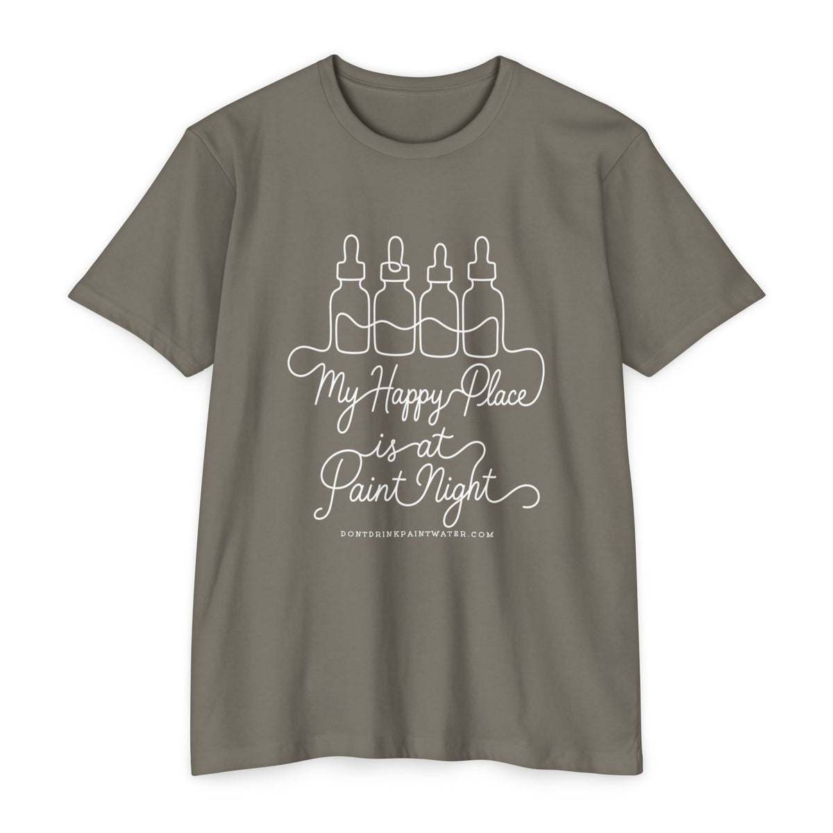 Paint Night T-Shirt — “My Happy Place is at Paint Night” Art & Wine Tee
