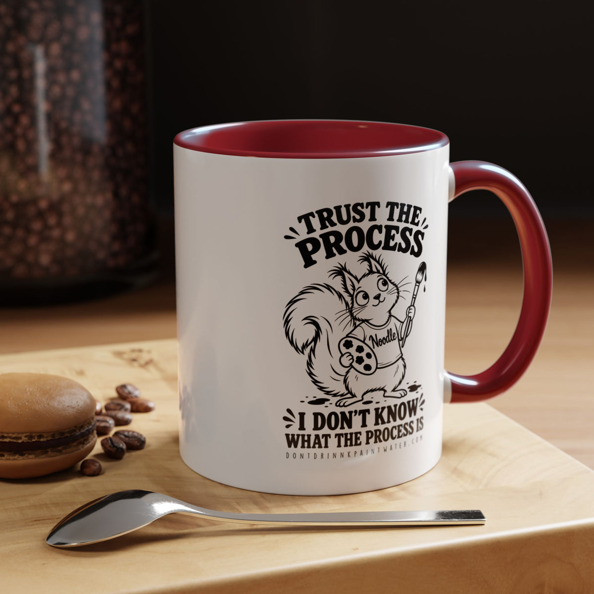 Trust the Process Artist Coffee Mug – Cute Squirrel "Noodle" Design (11/15oz)