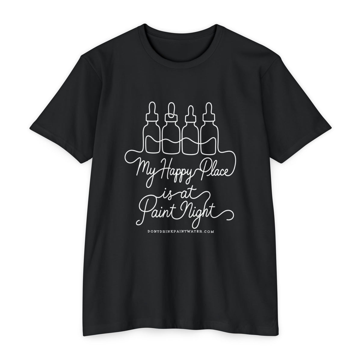Paint Night T-Shirt — “My Happy Place is at Paint Night” Art & Wine Tee