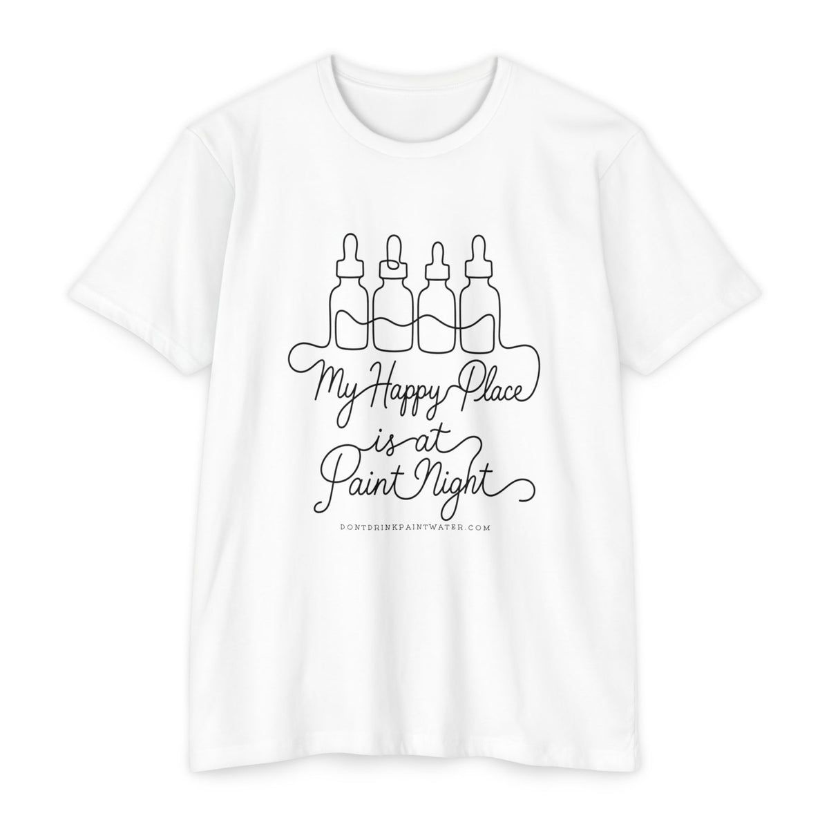 Paint Night T‑Shirt — "My Happy Place is at Paint Night" Casual Art Lover Tee (Black Font)