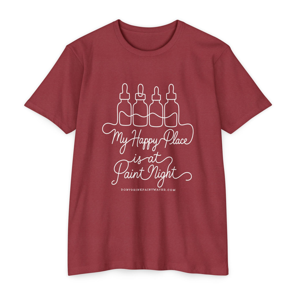 Paint Night T-Shirt — “My Happy Place is at Paint Night” Art & Wine Tee
