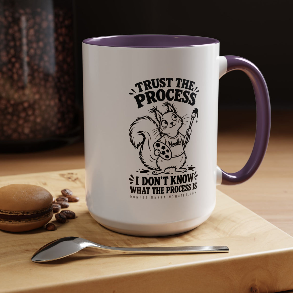 Trust the Process Artist Coffee Mug – Cute Squirrel "Noodle" Design (11/15oz)