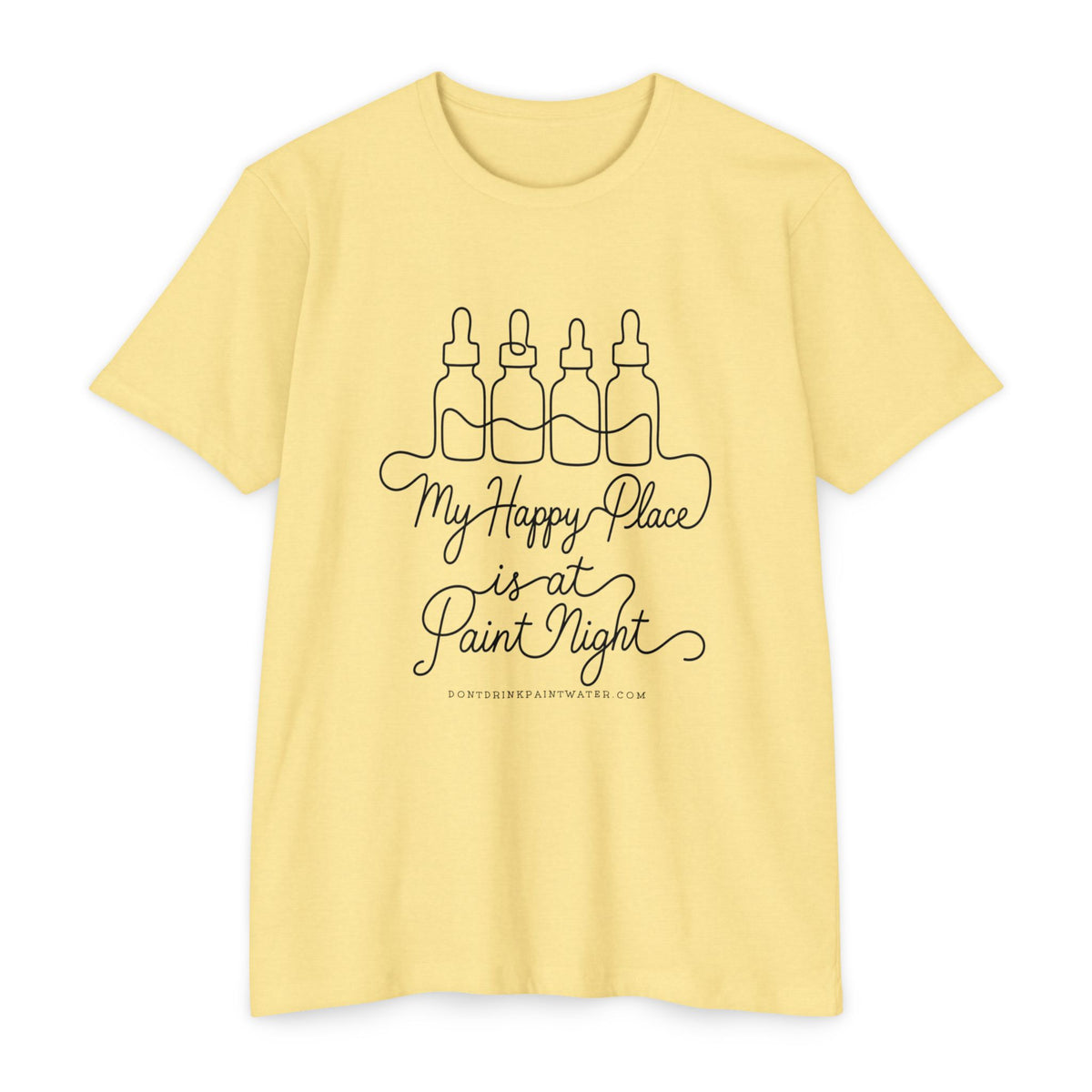 Paint Night T‑Shirt — "My Happy Place is at Paint Night" Casual Art Lover Tee (Black Font)