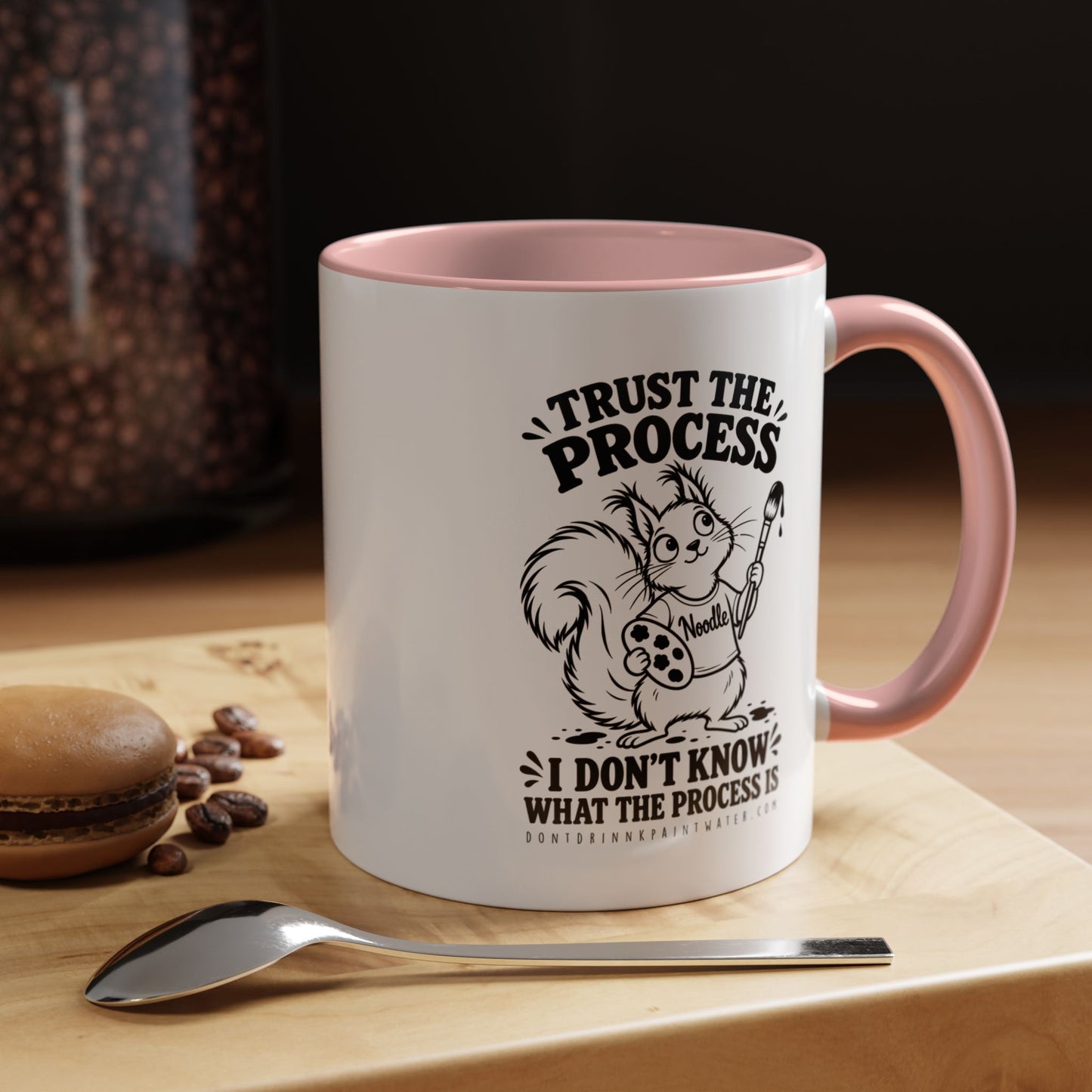 Trust the Process Artist Coffee Mug – Cute Squirrel "Noodle" Design (11/15oz)