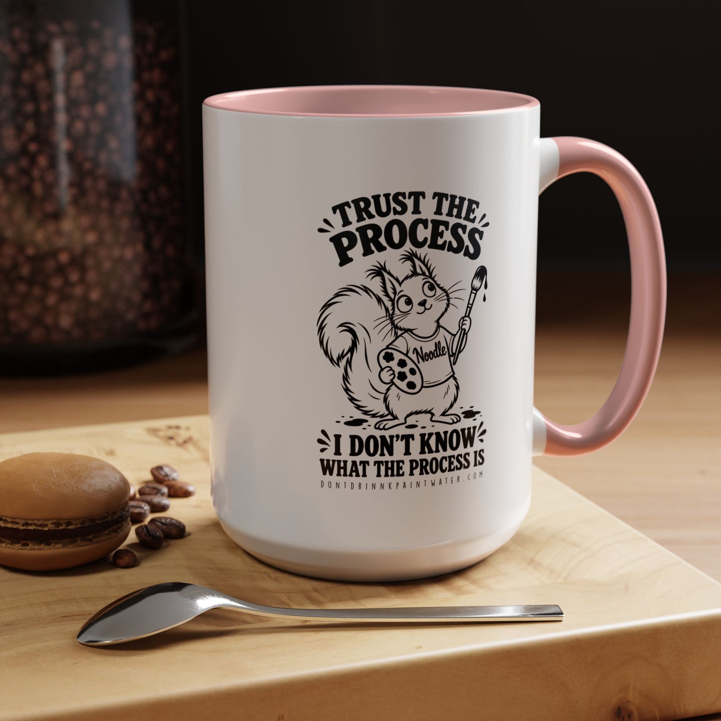 Trust the Process Artist Coffee Mug – Cute Squirrel "Noodle" Design (11/15oz)