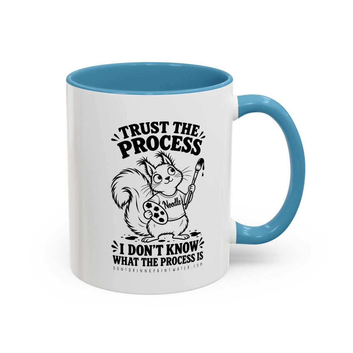 Trust the Process Artist Coffee Mug – Cute Squirrel "Noodle" Design (11/15oz)
