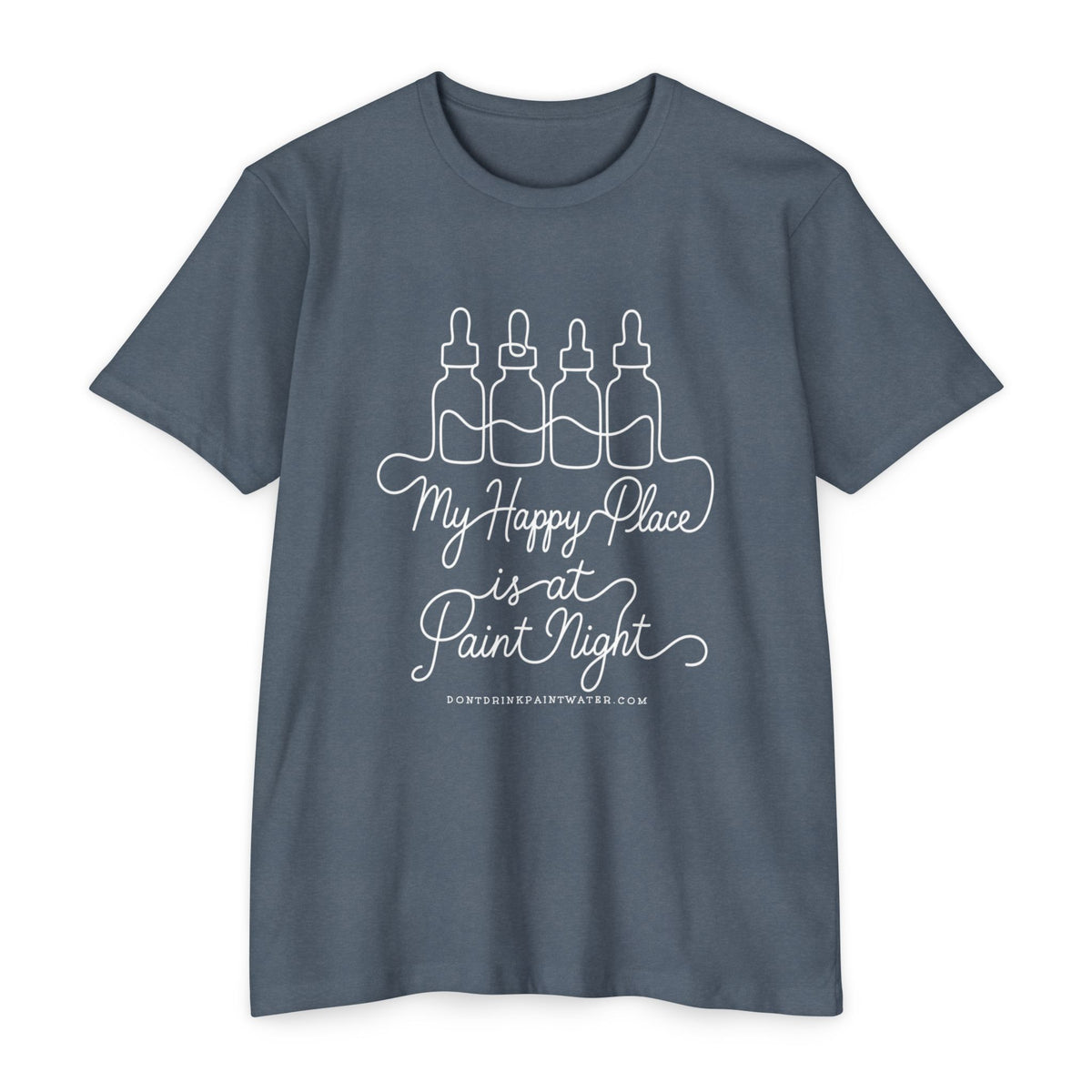 Paint Night T-Shirt — “My Happy Place is at Paint Night” Art & Wine Tee