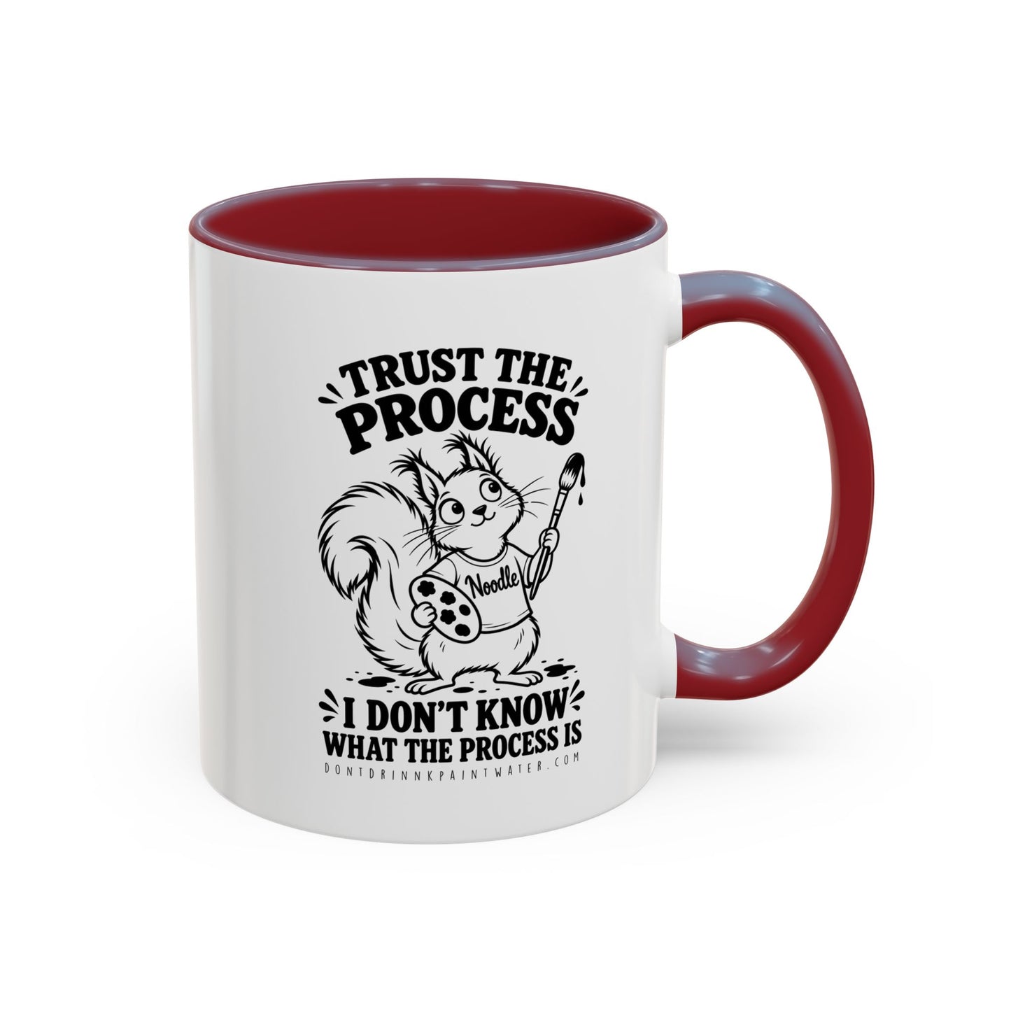 Trust the Process Artist Coffee Mug – Cute Squirrel "Noodle" Design (11/15oz)