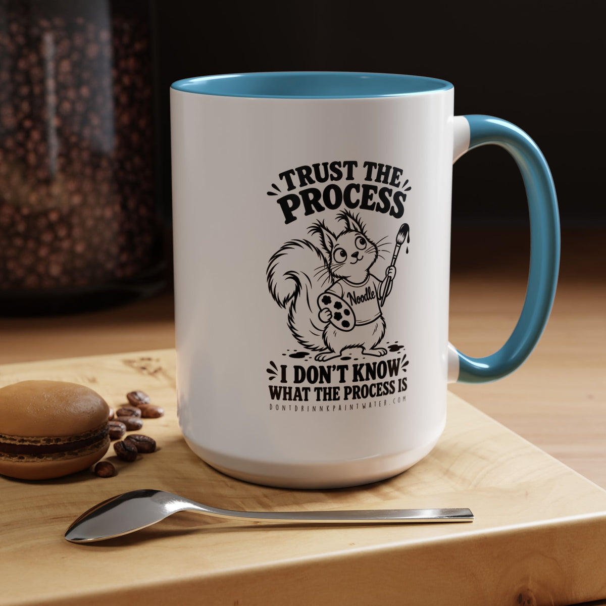 Trust the Process Artist Coffee Mug – Cute Squirrel "Noodle" Design (11/15oz)