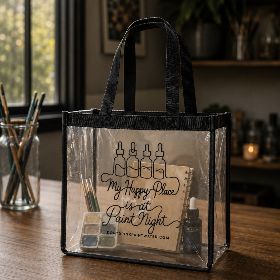 Clear Stadium Tote — “My Happy Place is at Paint Night” Clear Event Tote