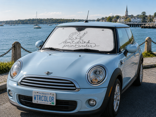 Car Sun Shade — "Don't Drink Paintwater" Artist Palette & Brush Windshield Sunscreen