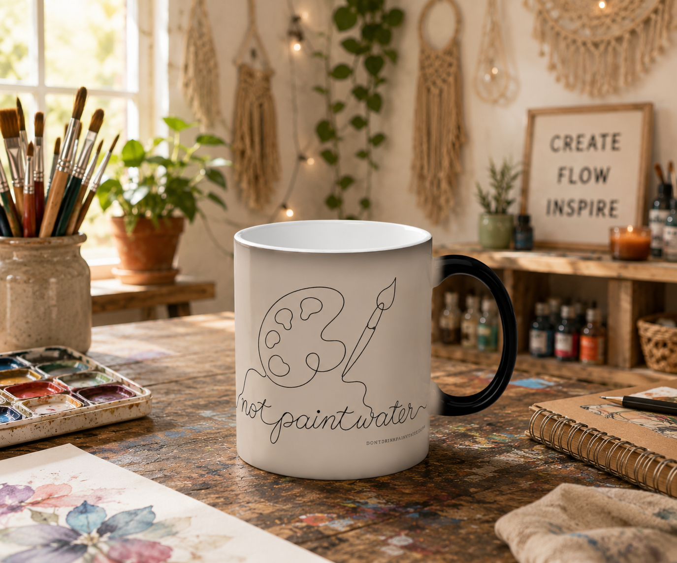 Color-Changing Mug — Artist Palette “Not Paint water” - Innocent Until Coffee Mug