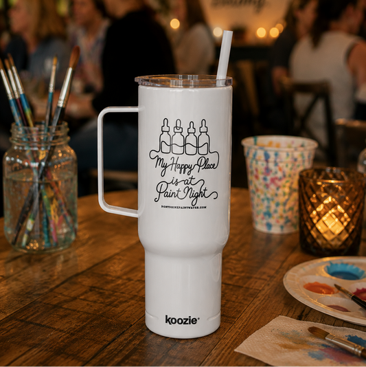 Engraved 40oz Insulated Tumbler with Lid — My Happy Place is at Paint Night