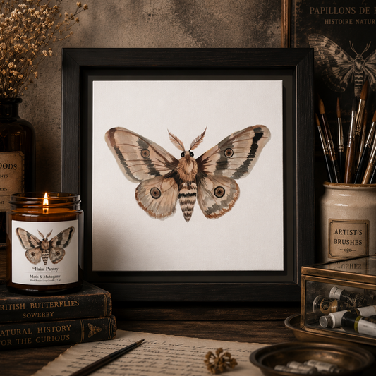 Framed Moth Wall Art – Neutral Botanical Canvas Print