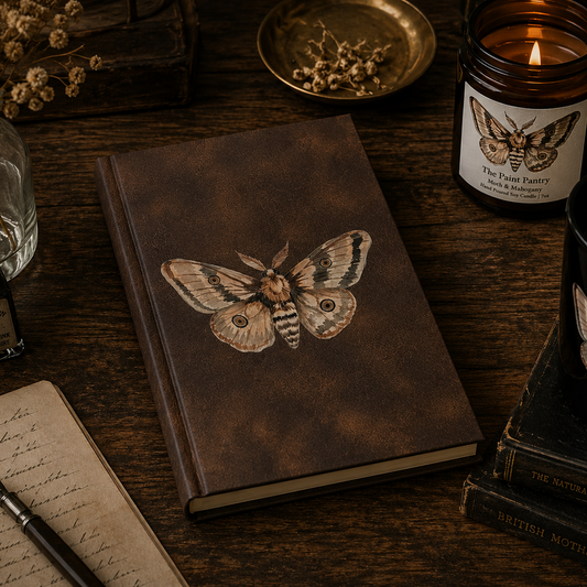Moth Engraved Vegan Leather Journal — Botanical Boho Notebook