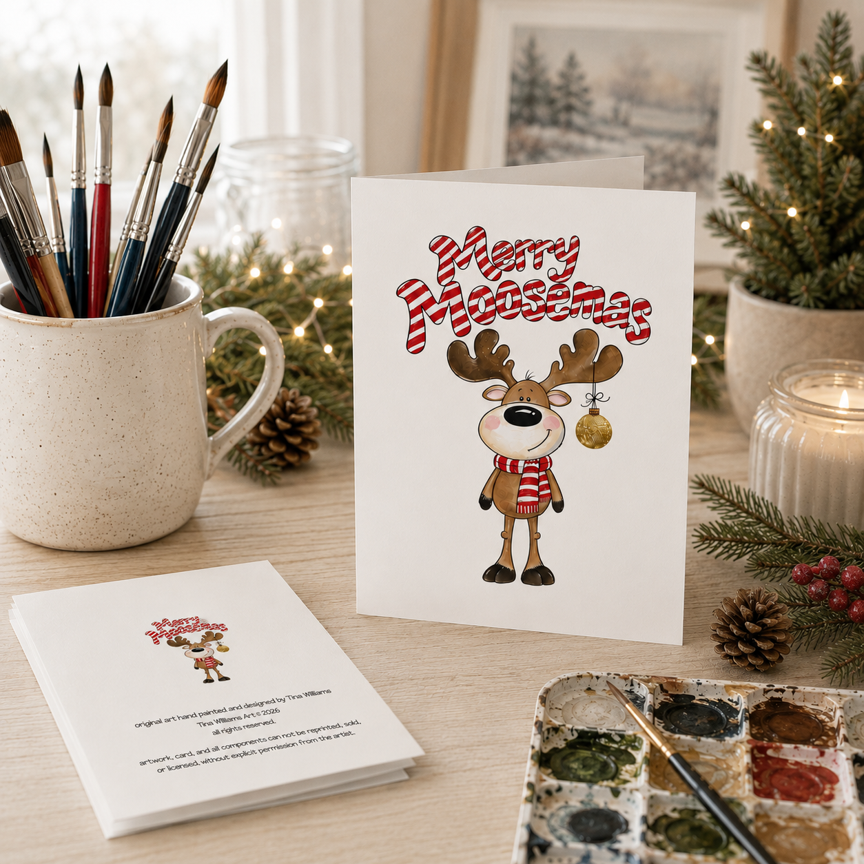 Merry Moosemas Greeting Card - Blank Inside