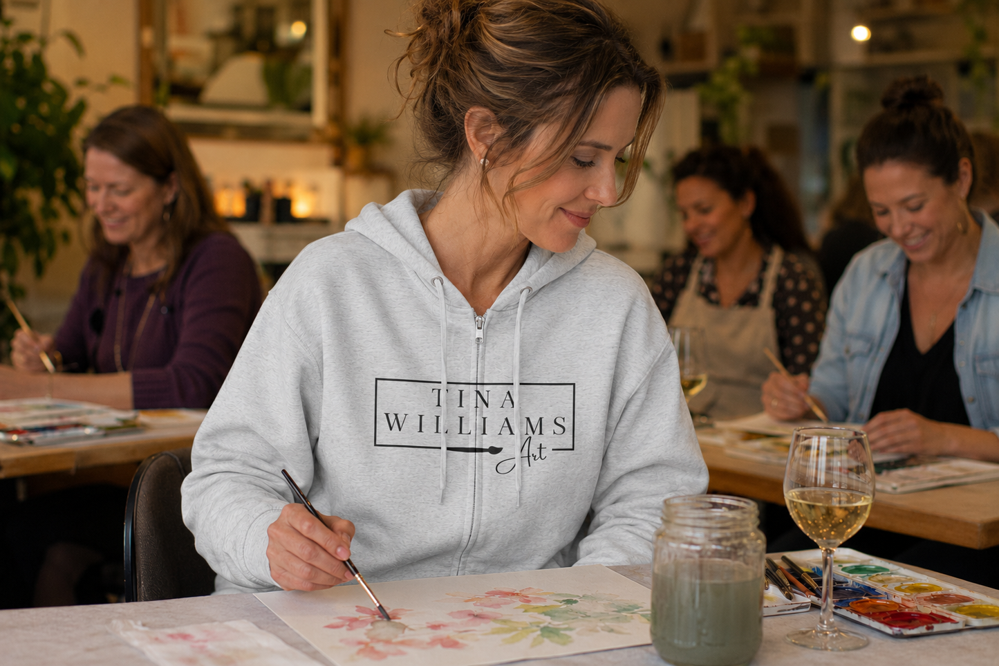 Tina Williams Art Zip Hoodie – Artist Logo & Inspirational Back Quote