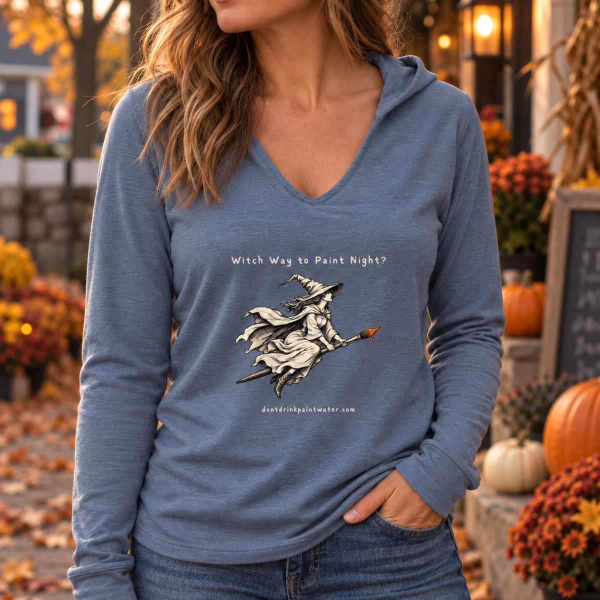 Witchy Vibes Hoodie — 'Witch Way to Paint Night?' Graphic Hooded Top