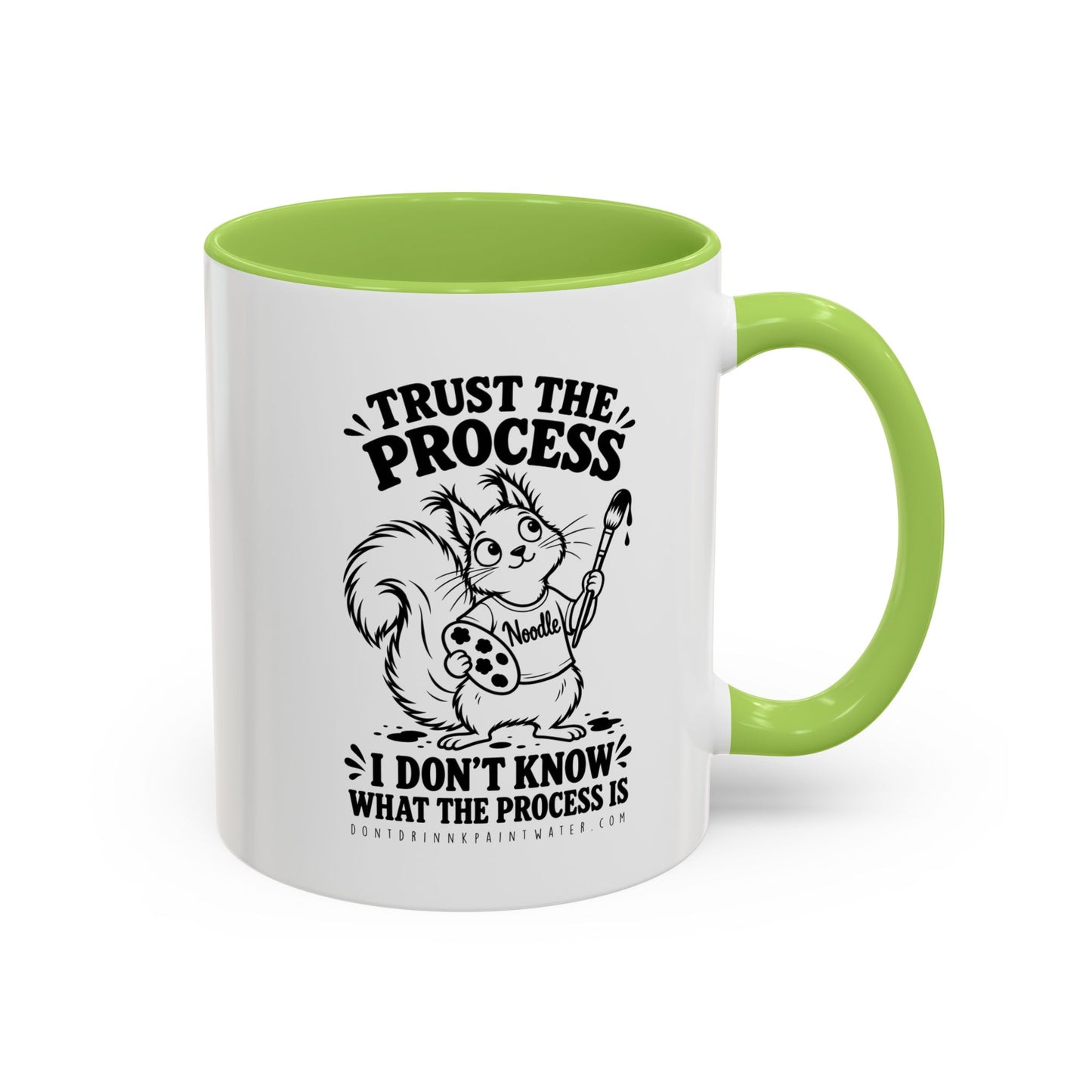 Trust the Process Artist Coffee Mug – Cute Squirrel "Noodle" Design (11/15oz)