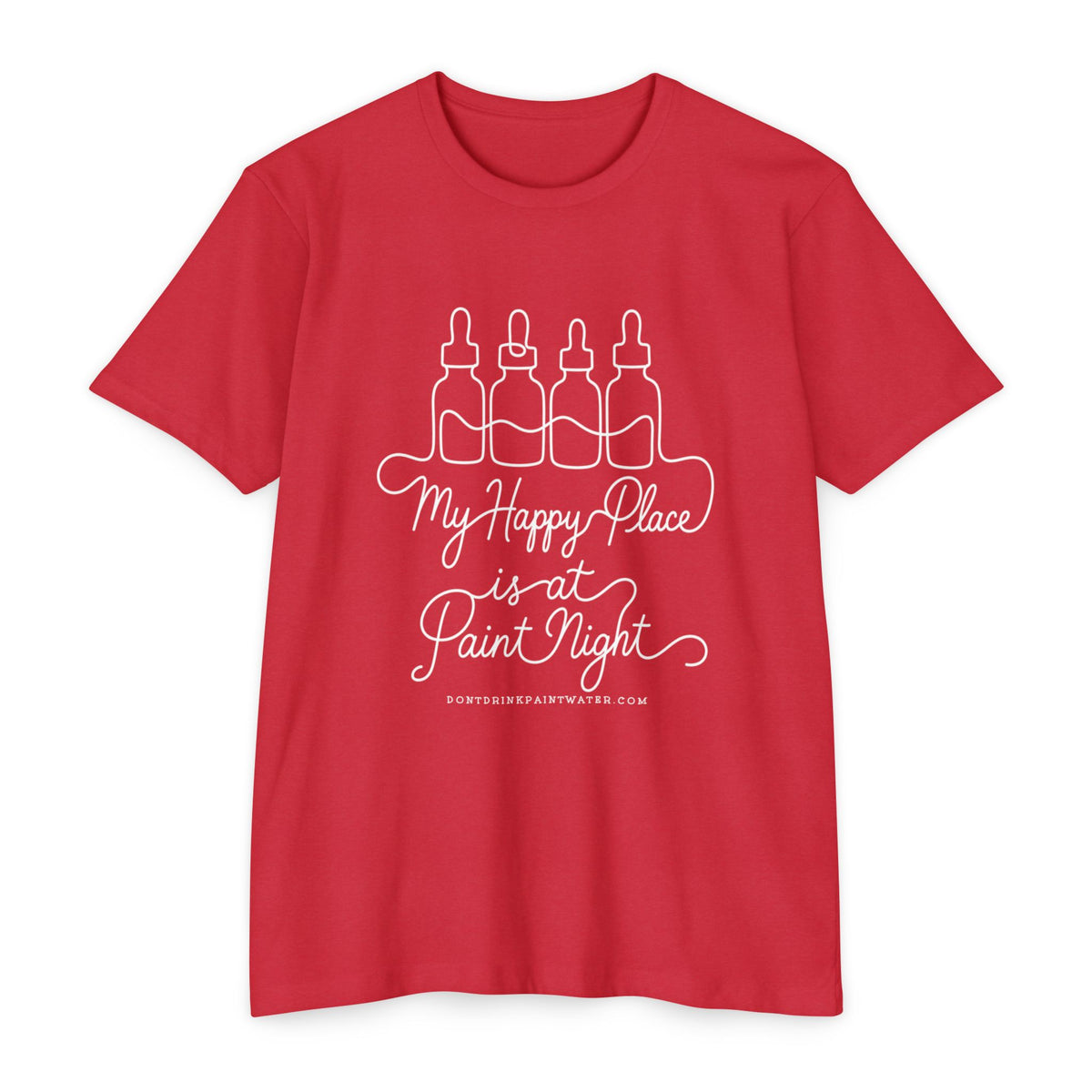 Paint Night T-Shirt — “My Happy Place is at Paint Night” Art & Wine Tee