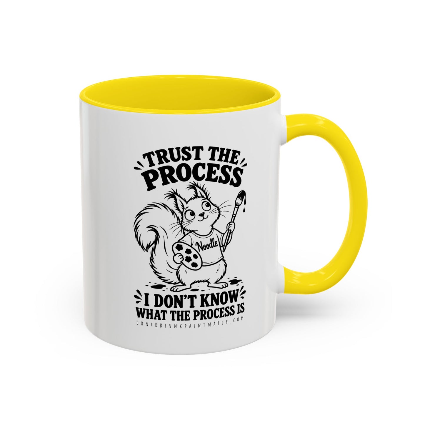Trust the Process Artist Coffee Mug – Cute Squirrel "Noodle" Design (11/15oz)