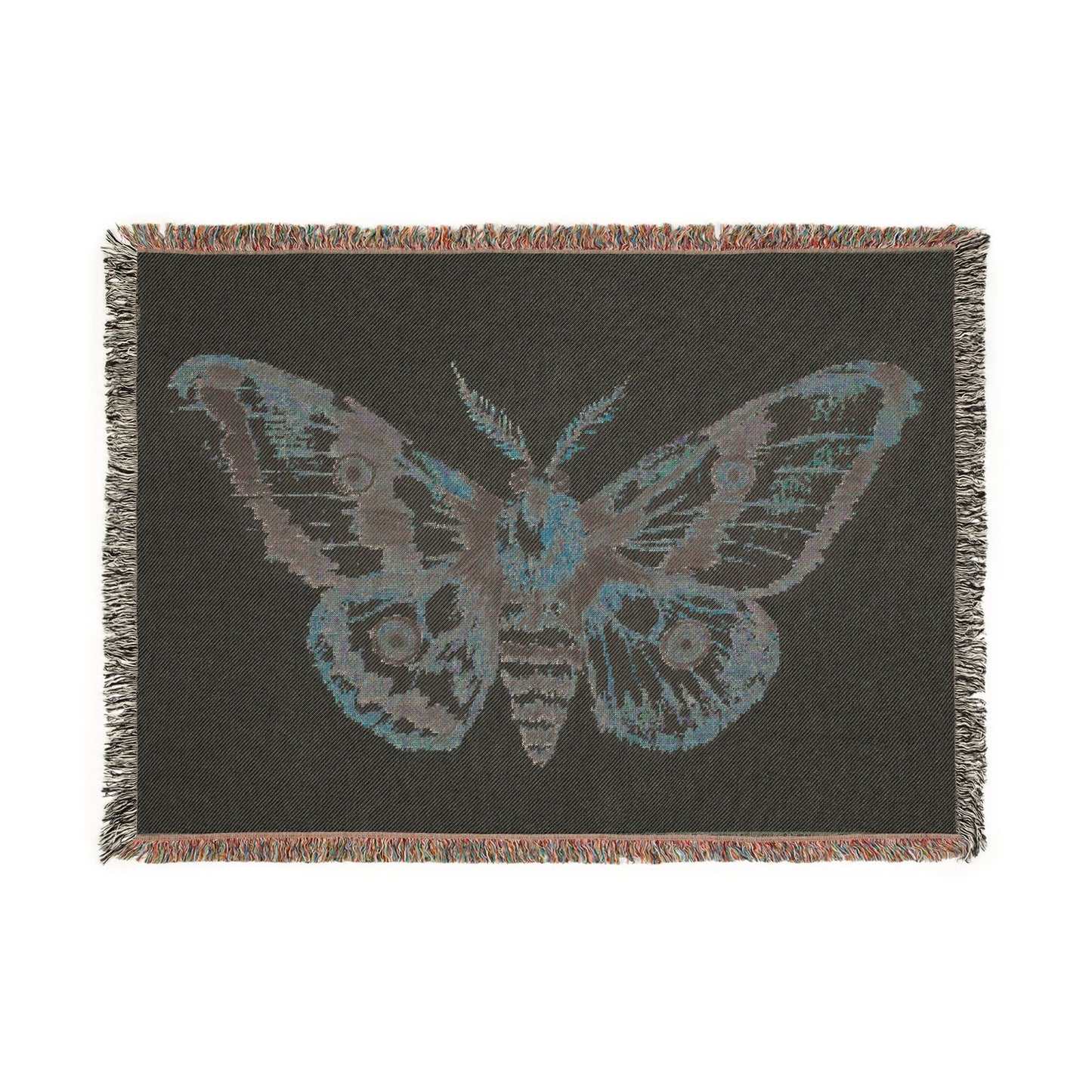 Moth Woven Throw Blanket — Vintage Botanical Tapestry Accent Throw