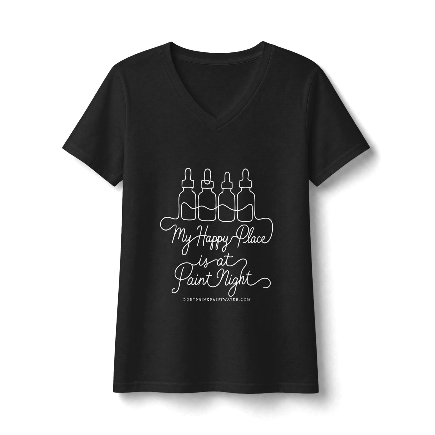 Women's V-Neck 'My Happy Place is a Paint Night' Tee