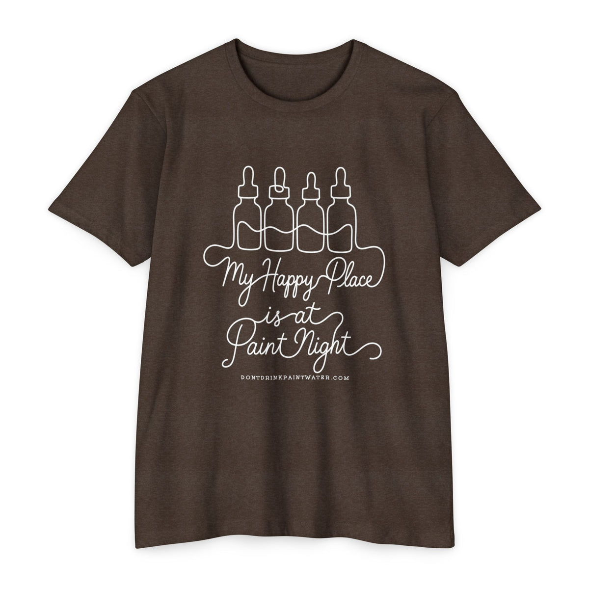 Paint Night T-Shirt — “My Happy Place is at Paint Night” Art & Wine Tee
