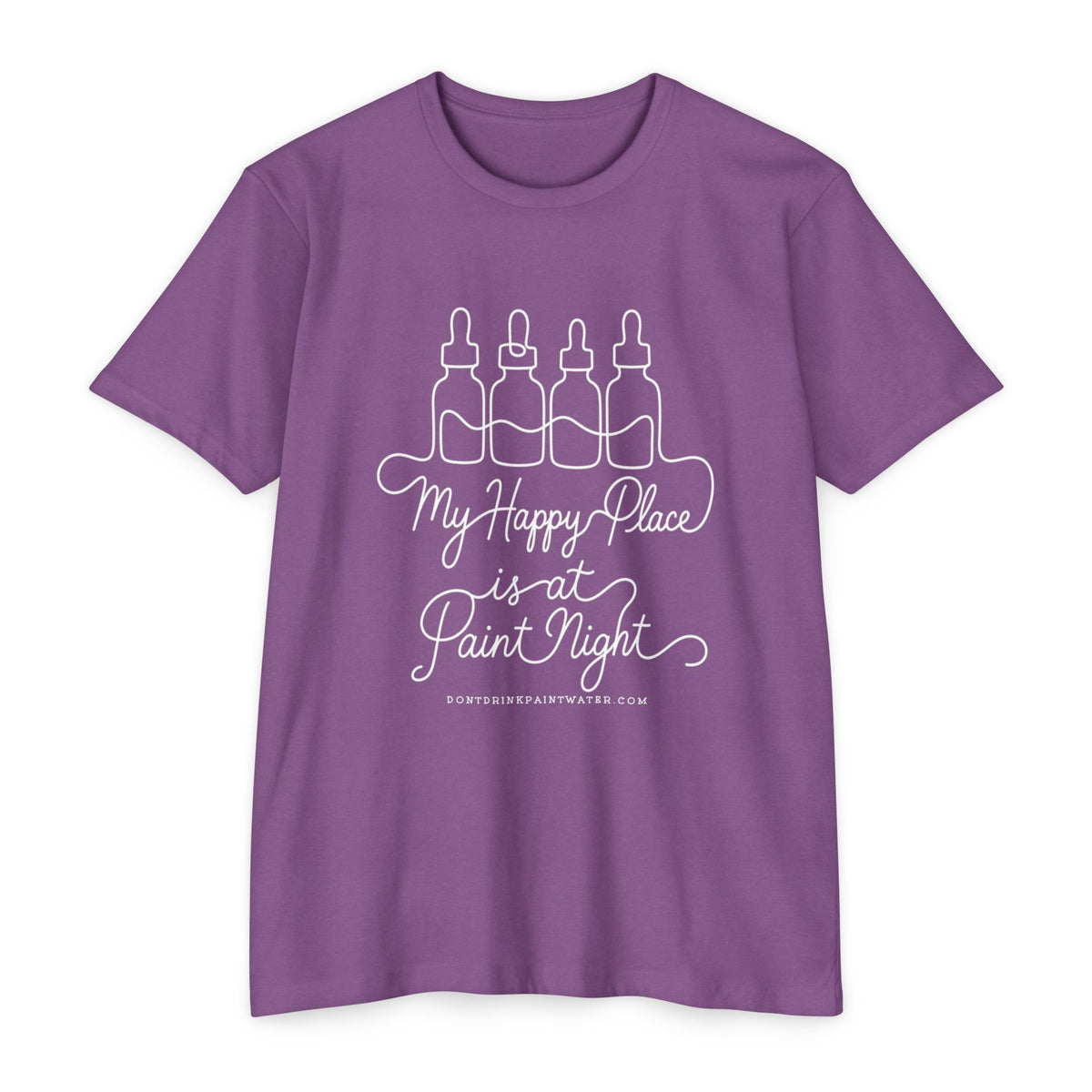 Paint Night T-Shirt — “My Happy Place is at Paint Night” Art & Wine Tee