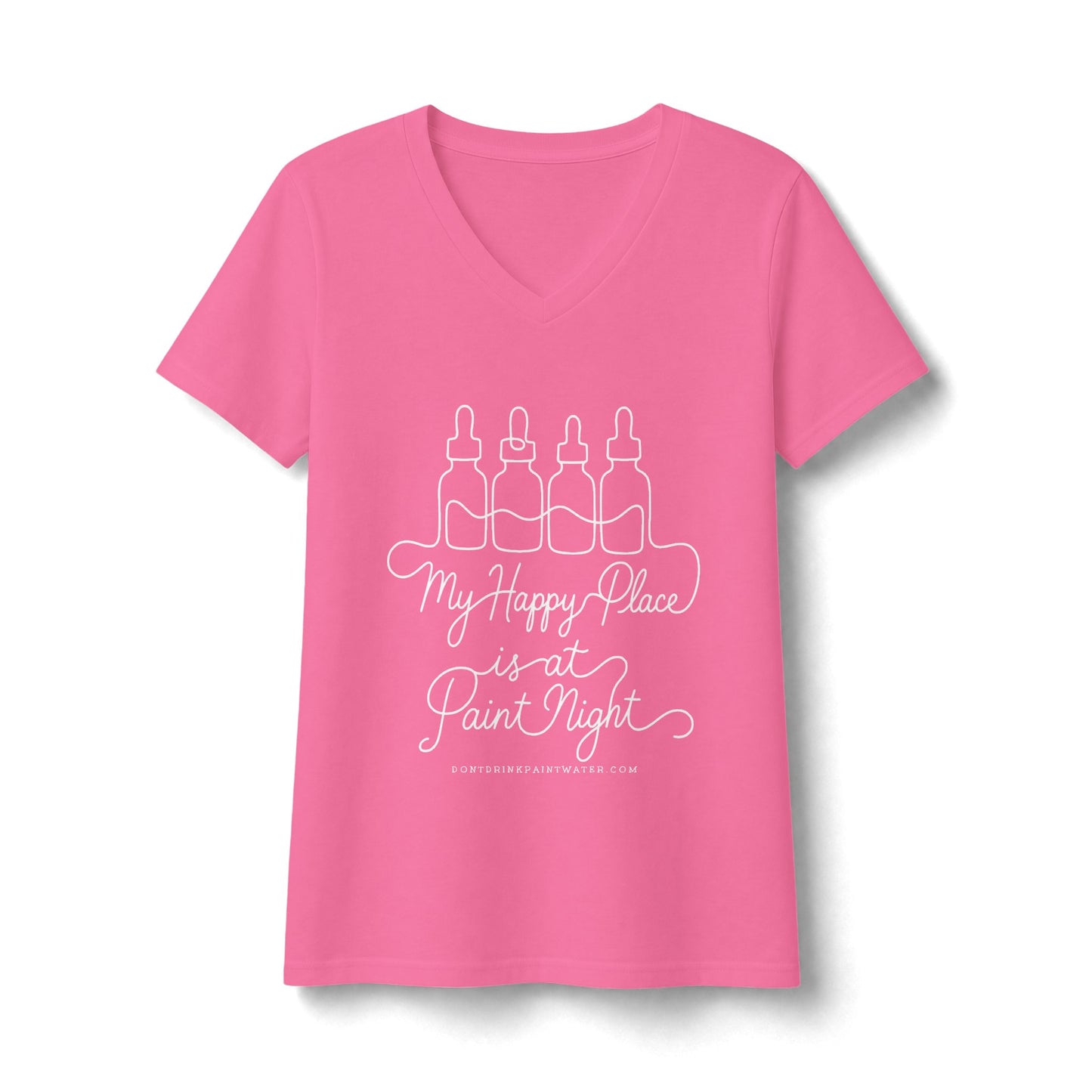 Women's V-Neck 'My Happy Place is a Paint Night' Tee
