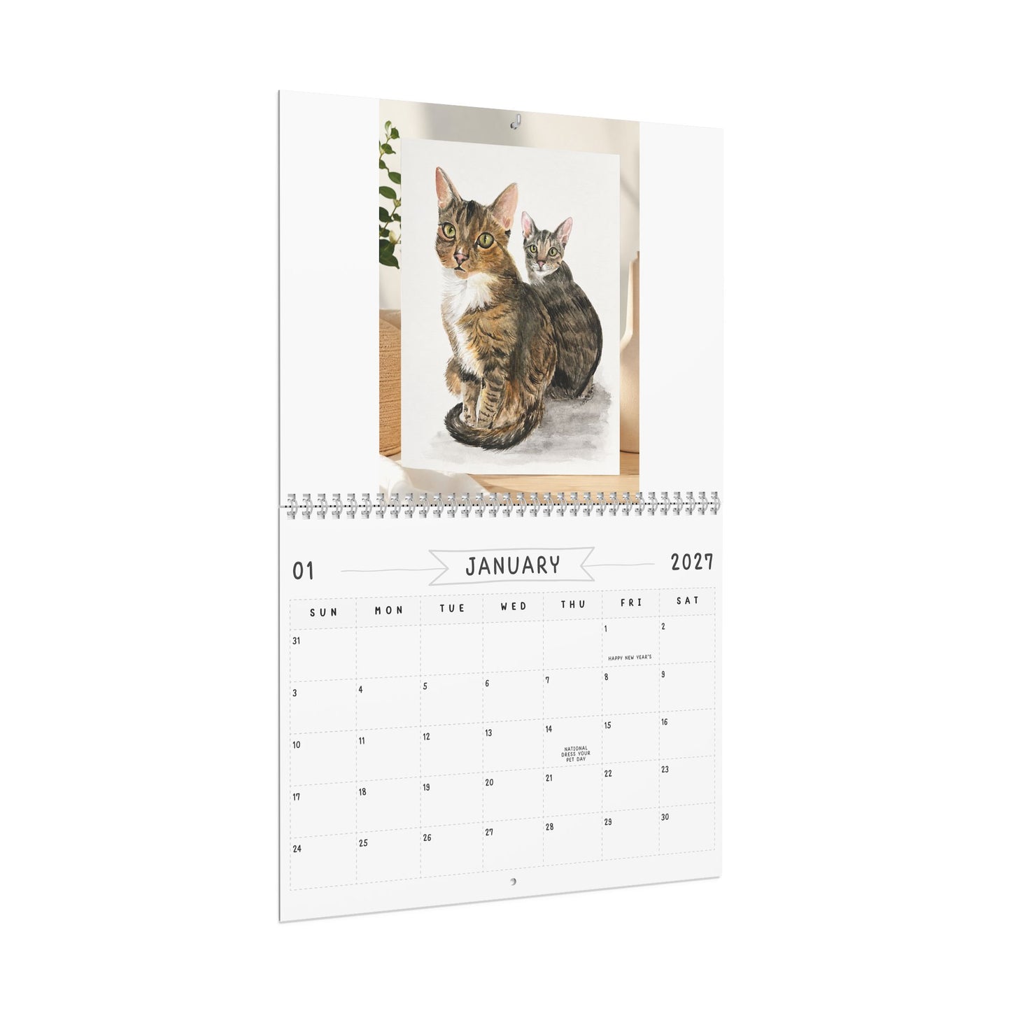 Painted Pets Wall Calendar – 12-Month Illustrated Watercolor Pet Calendar
