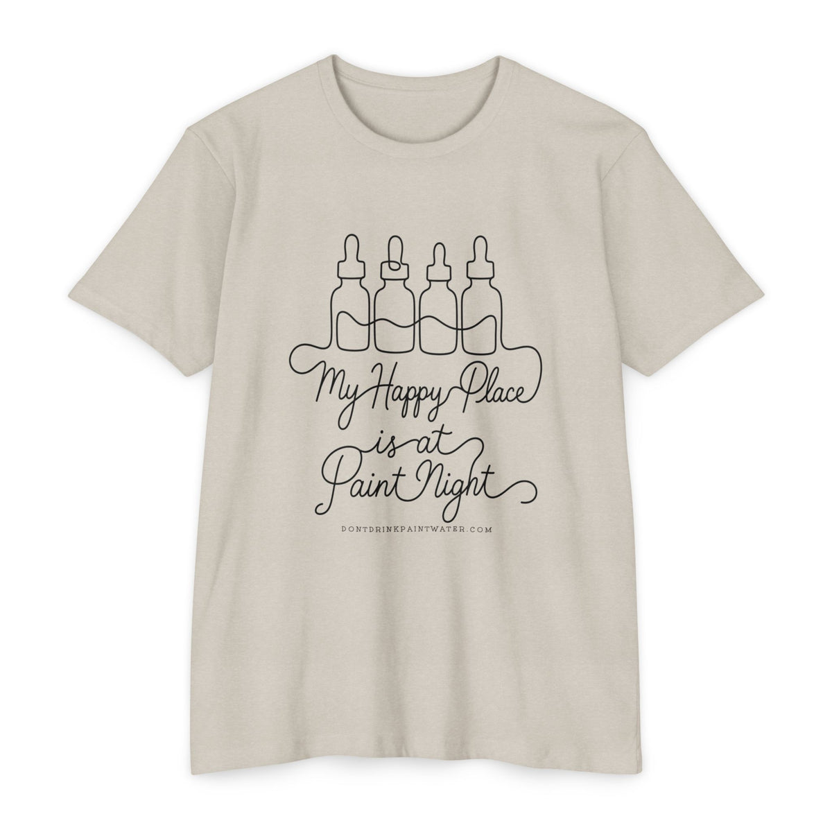 Paint Night T‑Shirt — "My Happy Place is at Paint Night" Casual Art Lover Tee (Black Font)